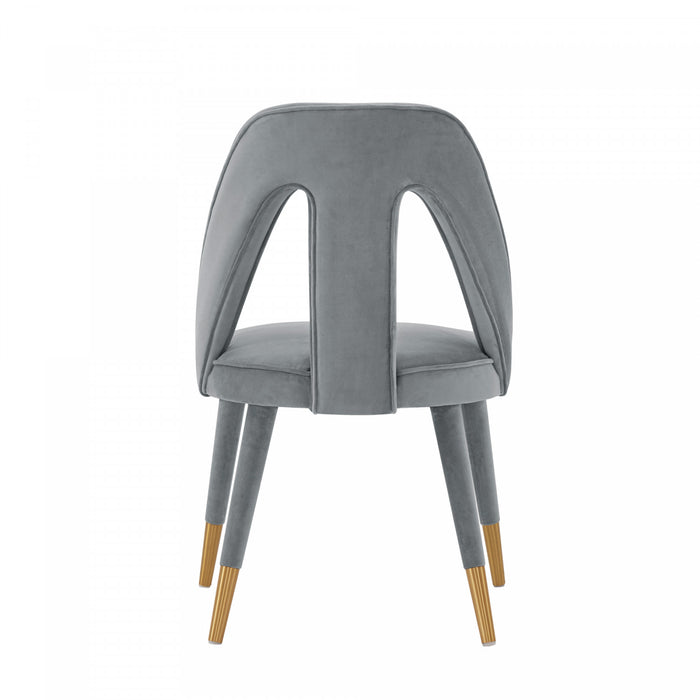 Chaise de salle a manger moderne Neda en velours gris - Lot de 2