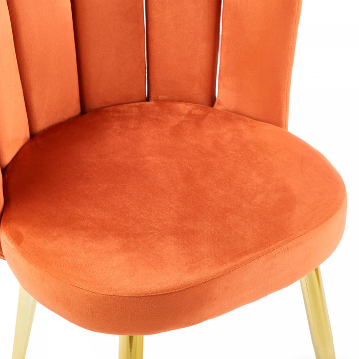 Lot de 2 chaises de salle a manger Lila en velours, couleur orange