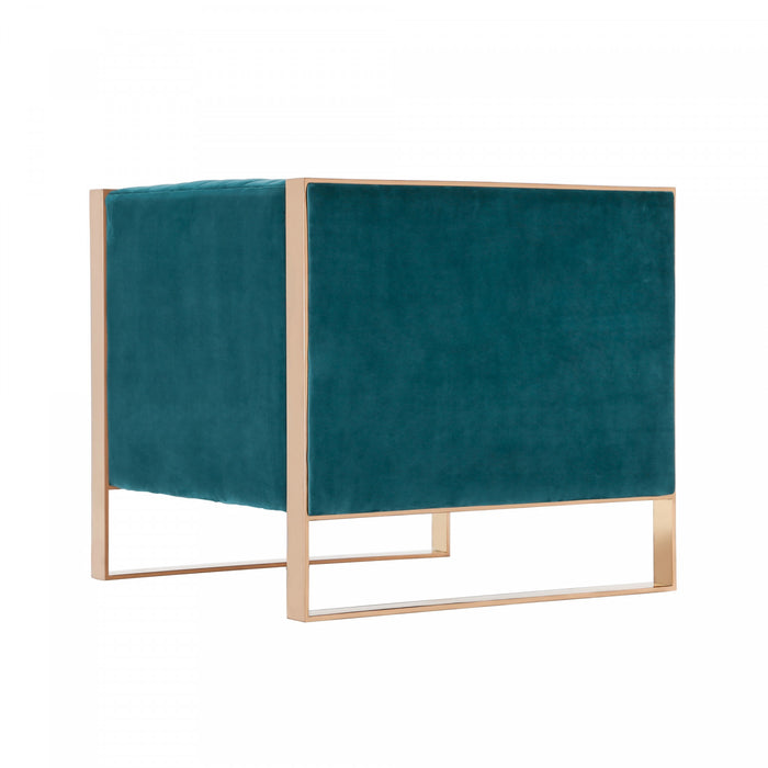 Fauteuil lounge en velours Trillium style milieu du siecle, couleur sarcelle - Lot de 2