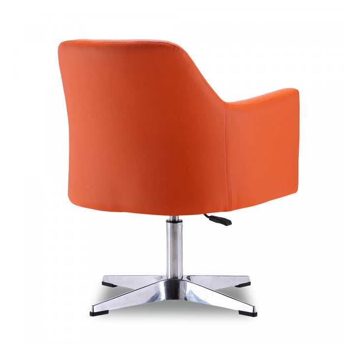 Fauteuil pivotant moderne en cuir vegetalien Pelo, orange - Lot de 2