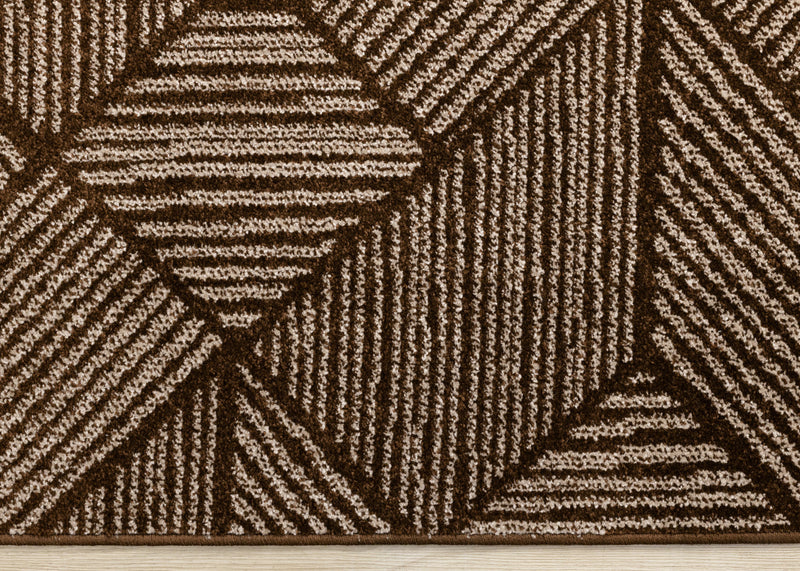 Tapis Covington brun taupe a rayures geometriques, 5'3\" x 7'7\"