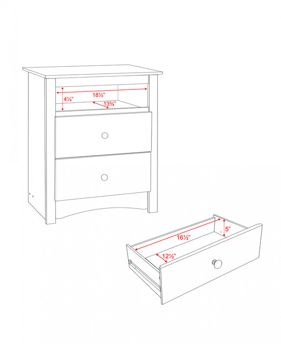 Table de nuit haute Fremont à 2 tiroirs - espresso