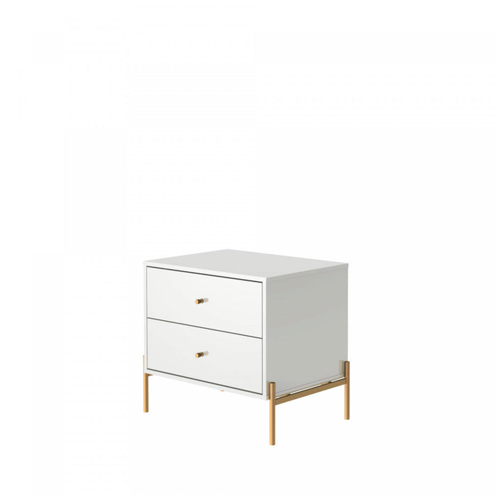 Table de nuit Jasper Moderne 25\" en blanc (2 tiroirs) - Lot de 2