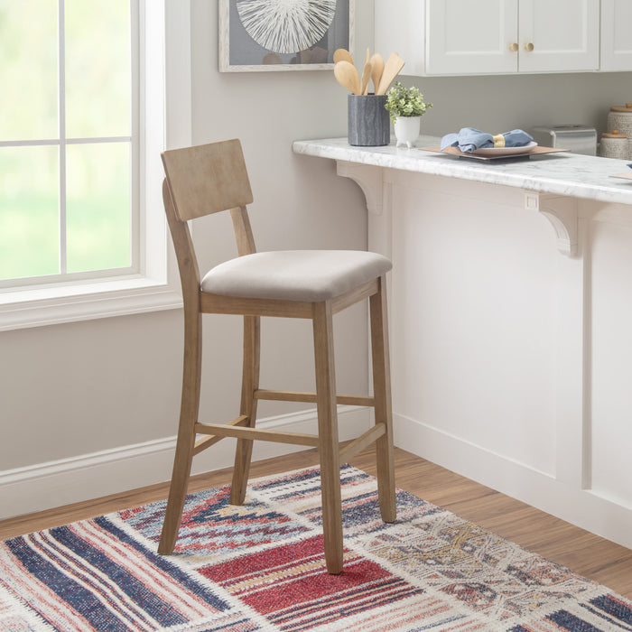 Tabouret bar Jorissen en tissu d'apparence lin - gris