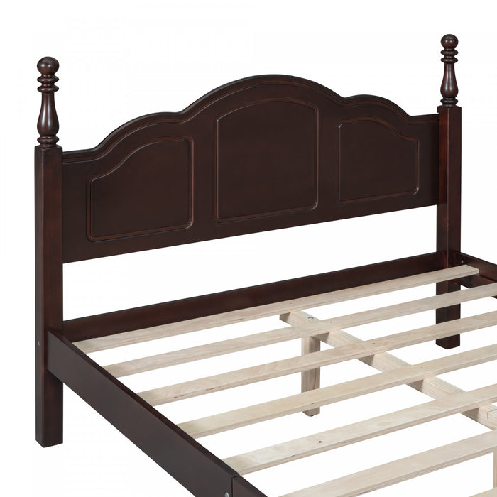 Jessie Lit a plateforme de style retro avec support a lattes en bois, taille double, noyer