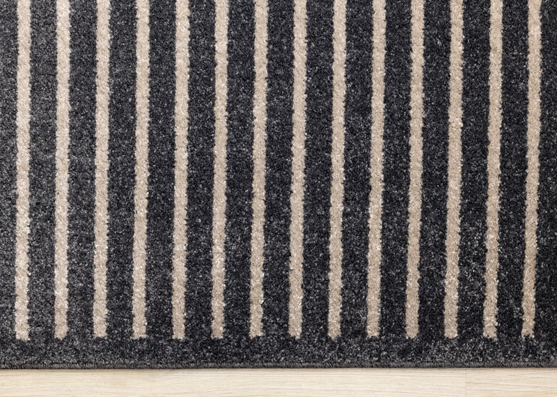 Tapis Maverick beige, brun et noir a rayures, 7'10\" x 10'6\"