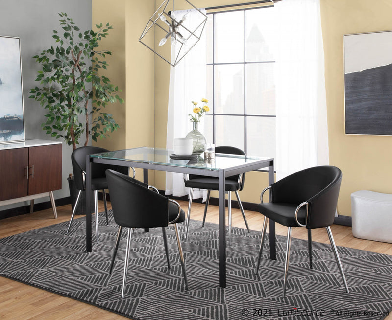 Chaise de salle à manger somptueuse contemporaine Claire en similicuir - argentée et noire