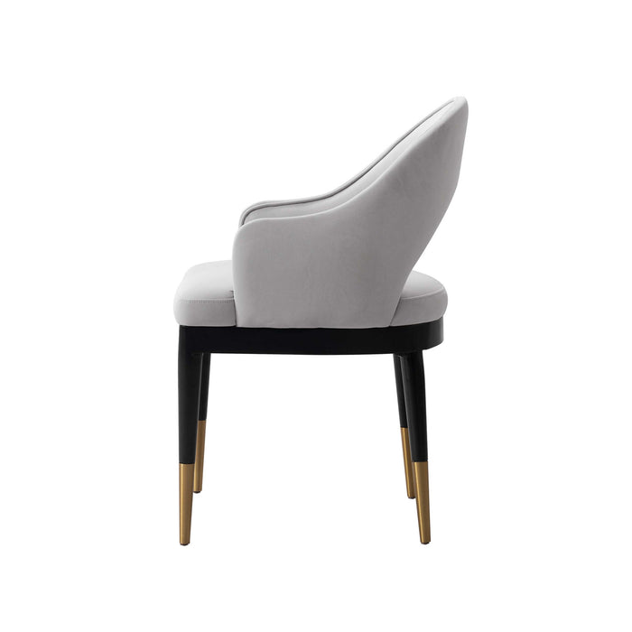 Fauteuil Carrington Moderne Glam en Velours Rembourre Gris Clair - Lot de 2