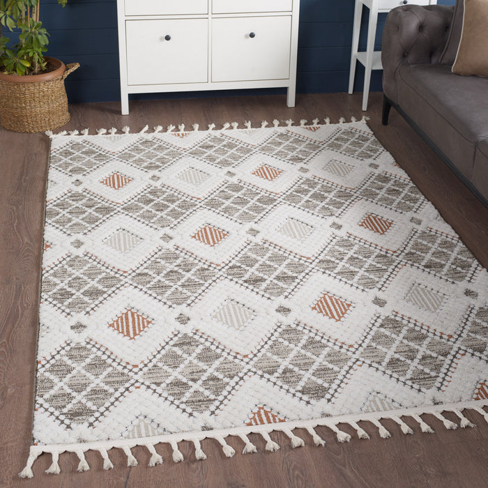 Carpette à poil long Quinto Twinkle orange - 5 pi 7 po x 7 pi 3 po