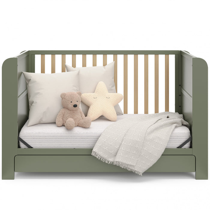 Graco Read with Me Convertible Lit de bebe avec tiroir - Olive avec bois clair