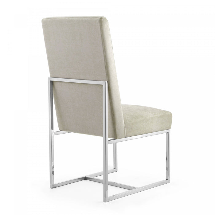 Chaise de salle a manger moderne en velours et metal Element, coloris champagne - Lot de 2
