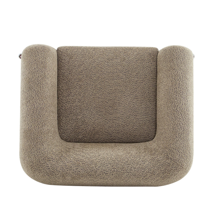 Tuxor Fauteuil Moderne en Bouclette a Design Tuxedo, Brun Clair, Noyer