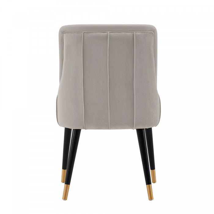 Chaise de salle a manger moderne en bois Eda avec revetement en tissu gris clair - Lot de 2