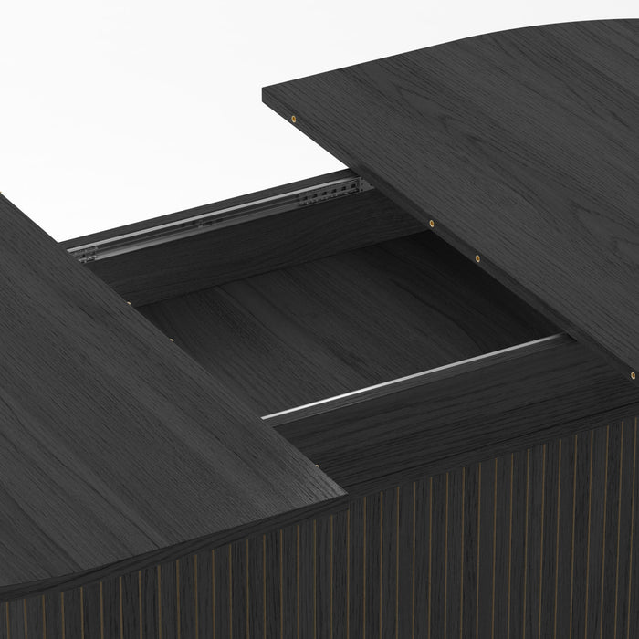 Noah Table a manger ovale extensible avec pieds rayes, noir