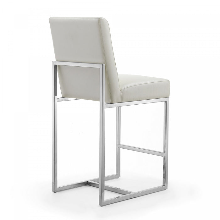 Tabouret de comptoir moderne en metal et tissu Element, blanc perle - Lot de 2