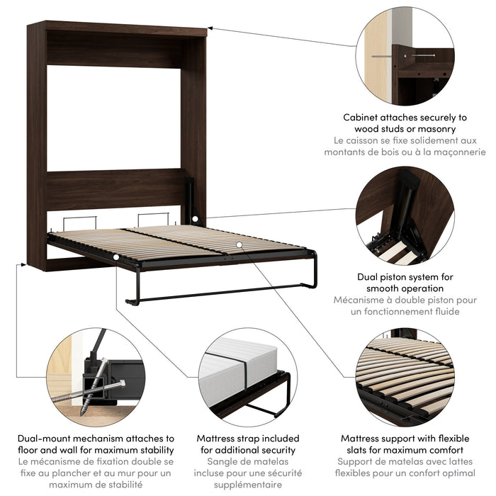 Grand lit escamotable Pur de Bestar de 65 po - noyer noir