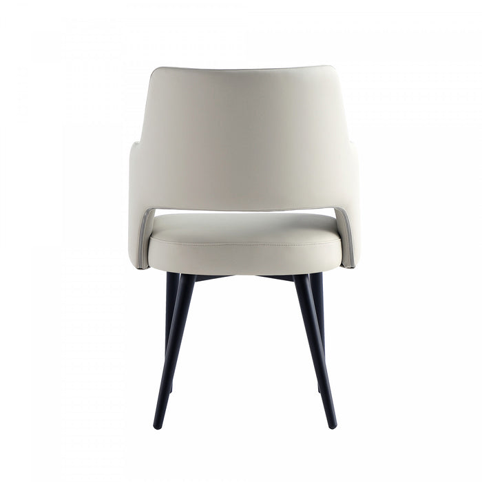 Fauteuil moderne Tremont en metal et cuir vegetalien gris pierre