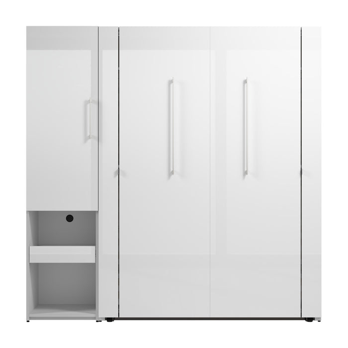 Lit double escamotable Avalon de Bestar de 81 po (L) avec armoire de rangement et tablette coulissante