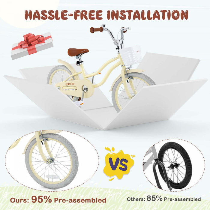 Prorider 18\" Enfants Velo Tout-petit Velo Avec Roue D'entrainement Pour 4-8 Ans Beige