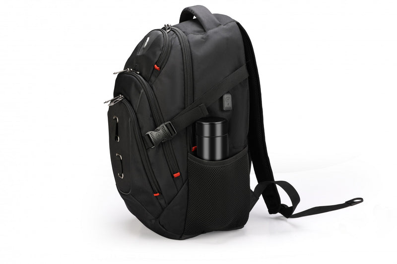 Sac a dos scolaire Swissdigital Meilen – Sac pour ordinateur portable de 17\", chargement USB, detecteur SDD, protection RFID, systeme Add-A-Bag, pret pour le voyage