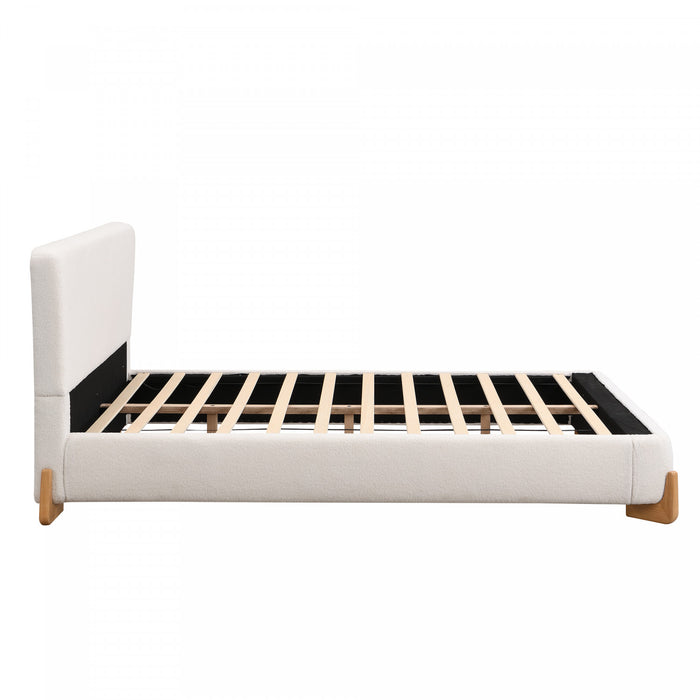 Olivia Lit elegant et confortable avec revetement, Taille Queen, Blanc