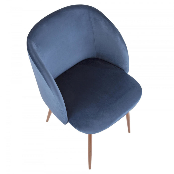 Chaise de salle à manger contemporaine Fran en velours bleu - ensemble de 2