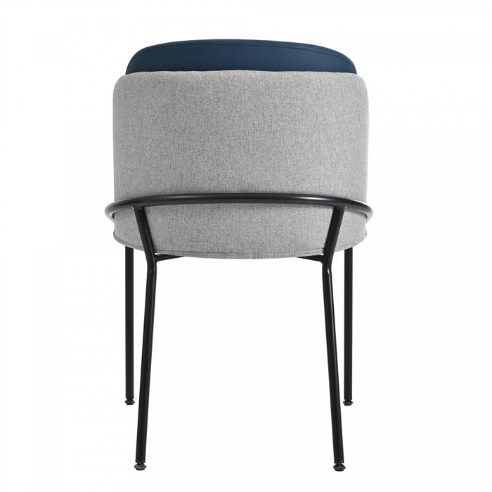 Olivia Ensemble de 6 chaises de salle a manger modernes avec pieds inclines et pieds reglables, bleu et gris