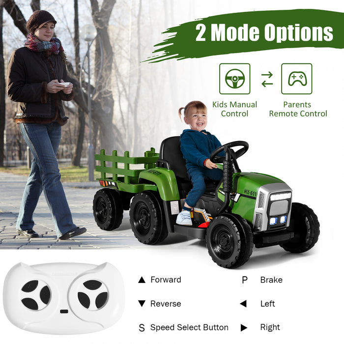 Costway Tracteur A Remorque Electrique 12v Avec Telecommande Et Lumieres Led