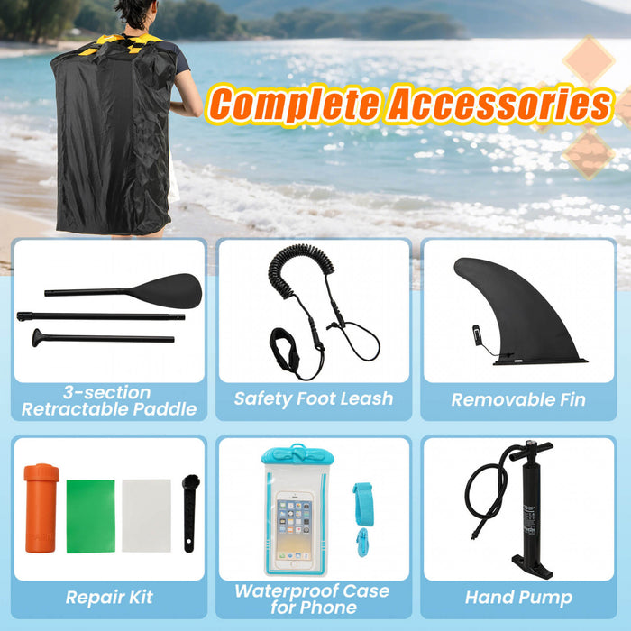 Goplus 11' Gonflable Stand Up Paddle Board Whth Accessoires Paddle Pompe A Main Kit De Reparation, Bleu Fonce