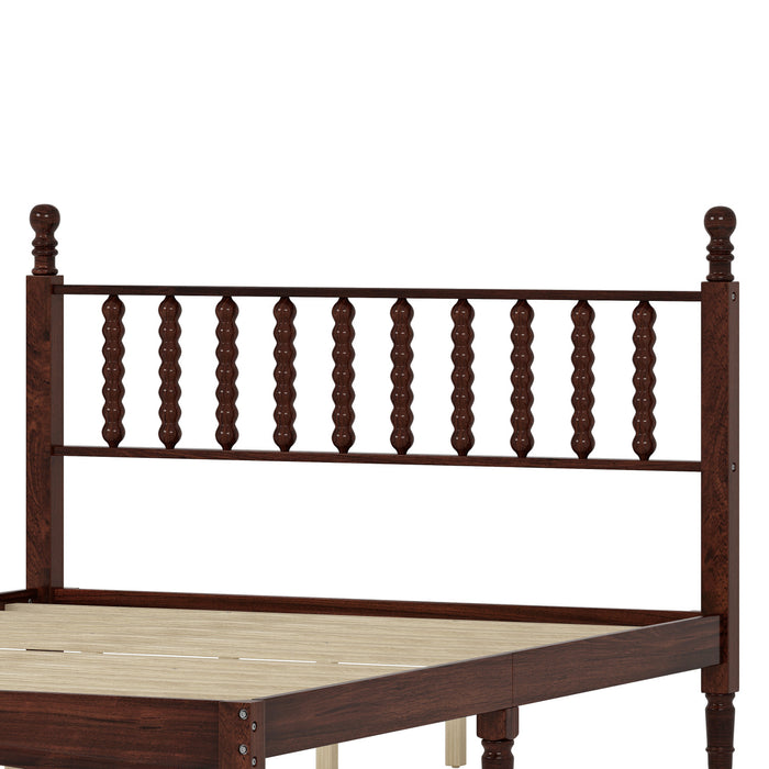 Oliver Lit Plateforme Retro en Bois avec Tete de Lit en Forme de Gourde et Support - Taille Queen