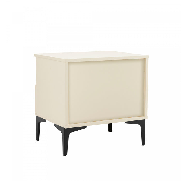 Table de nuit moderne Amara 20\" en creme et chene clair (1 tiroir) - Lot de 2