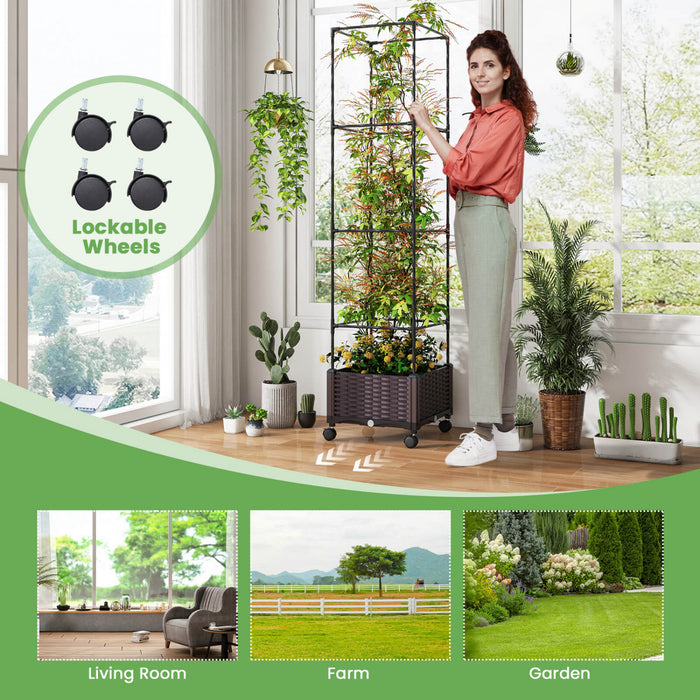 Costway 2 Pcs 67\" Planter Souleve Lit De Jardin Avec Planter Box & Trellis Hauteur Reglable