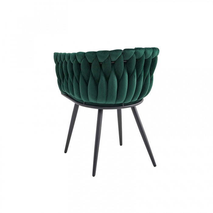 Chaise de salle à manger avec accoudoirs Hildy en velours vert (ensemble de 2)