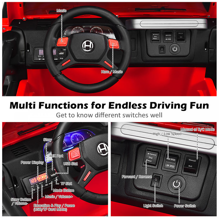 Voiture Pour Enfants 2 Places 12v, Pick-up Telecommande Avec Compartiment De Rangement, Coloris Rouge