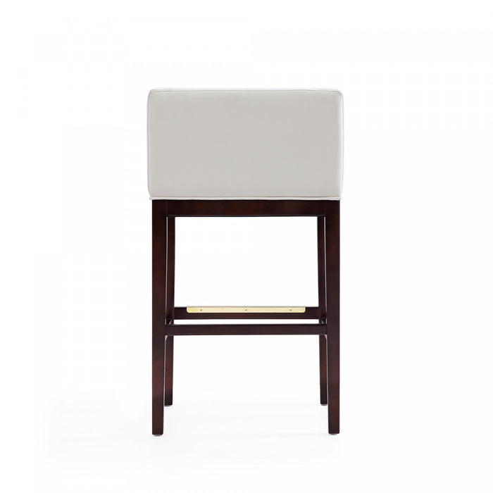 Tabouret de bar Kingsley style Mid-Century Modern en bois et tissu ivoire - Lot de 2