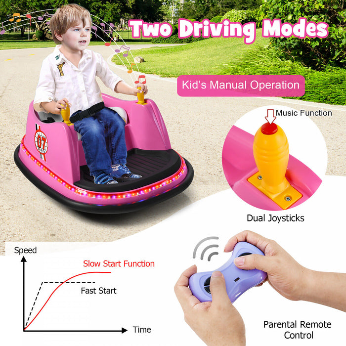 Costway 12v Vehicule 360¡a Spin Race Toy Kids Ride Sur La Voiture Pare-chocs W / Telecommande Rose