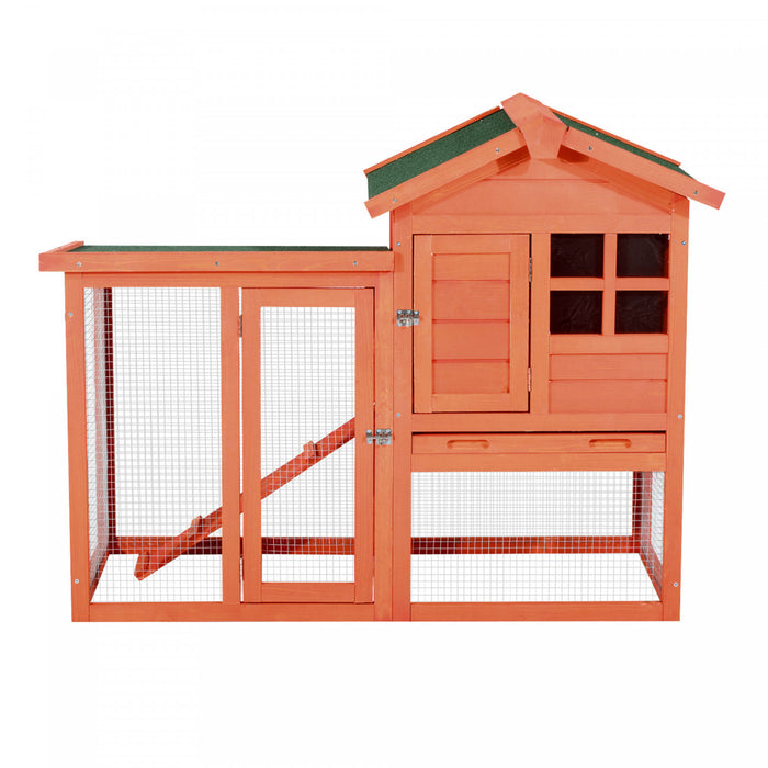 Pawhut 121,9 X 61 X 91,4 Cm De Luxe Clapier Etanche En Bois Pour Lapin Cage Pour Petits Animaux Avec Echelle Et Enclos