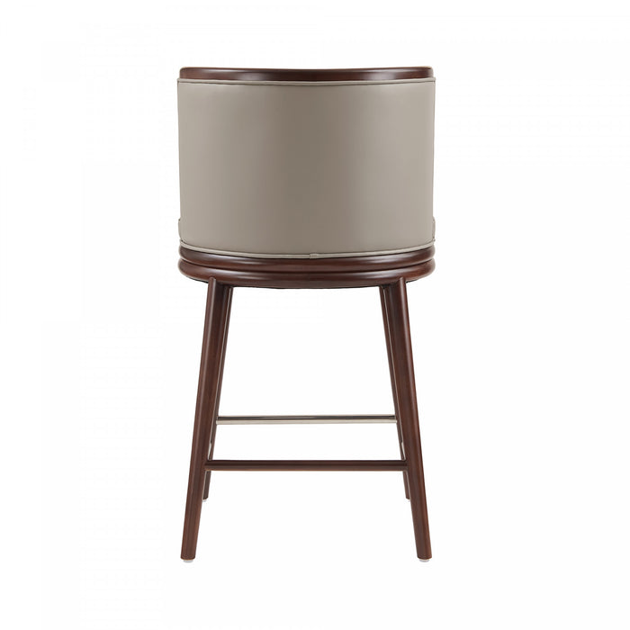 Tabouret de comptoir moderne en bois et tissu Evalyn, taupe - Lot de 3