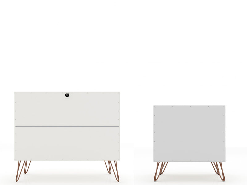 Ensemble de commodes 2 pieces Rockefeller style milieu du siecle en blanc