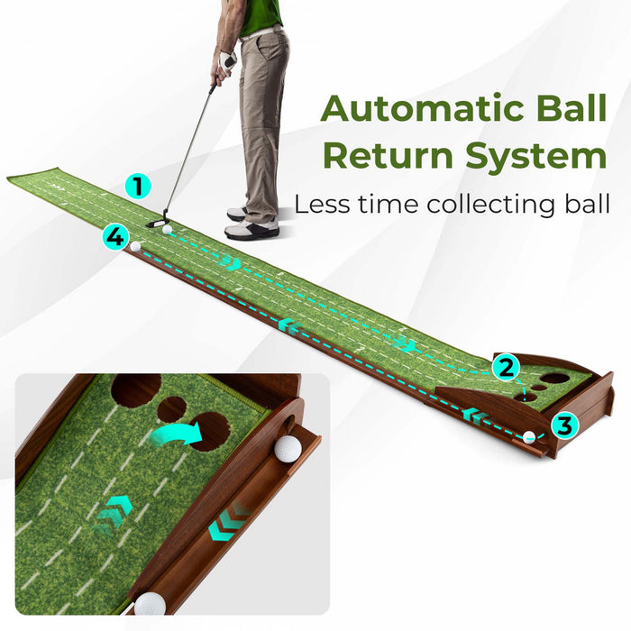 Costway Mettre Vert Pratique Golf Mettre Tapis Avec Auto Ball Retour Et 2 Tailles De Trou