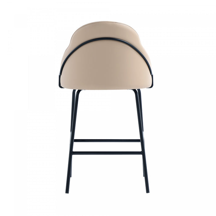 Tabouret de comptoir moderne Gracie en metal et tissu, coloris beige et noir