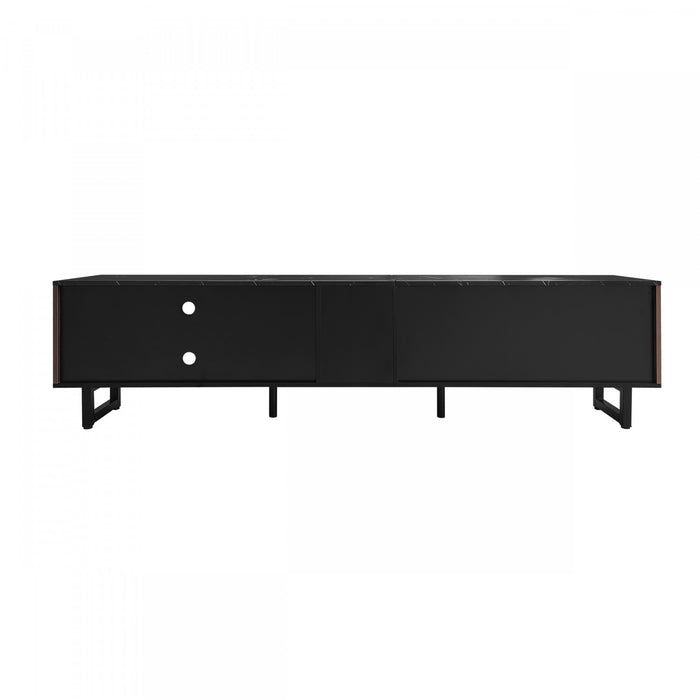 Ethan 78.7\" Cabinet TV avec Eclairage LED Ajustable, Noir