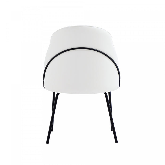 Chaise de salle a manger moderne Gracie en metal et cuir vegetalien blanc et noir