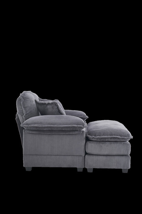 Liam Canape d'interieur moderne en velours cotele 46,9\" avec 2 coussins moelleux, Gris