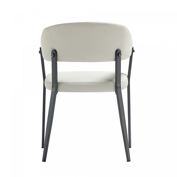Chaise de salle a manger moderne en metal et tissu Belle, couleur flocon d’avoine - Lot de 4