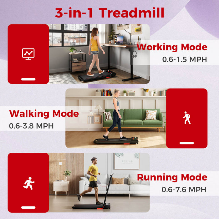 Costway 3 En 1 Tapis Roulant Pliant Avec Ecran Led A Telecommande Et App Pour La Maison Rouge