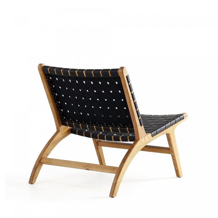 Fauteuil d’appoint Maintenon Industry Chic en bois et cuir vegetalien noir et naturel – Lot de 2
