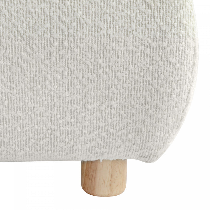 Lit Ava Rembourre en Tissu Boucle, Taille King - Beige Clair