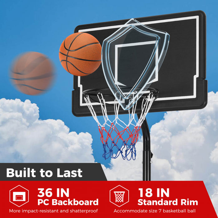 Costway 6.9-8.5 Ft Cercle De Basket-ball Exterieur Portable Avec Tableau Arriere Pc A L'epreuve