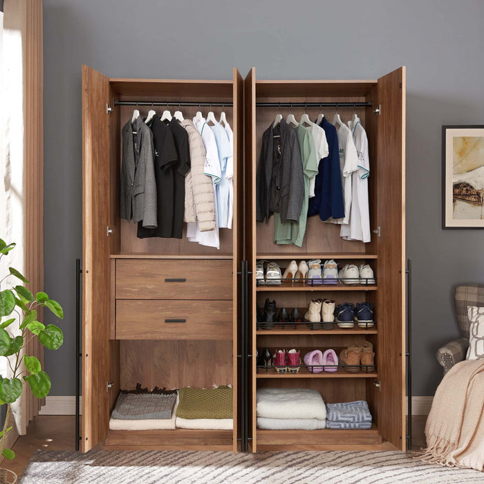 Armoire moderne Lee 2 pieces en brun dore